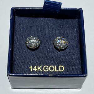 14k Yellow Gold Lab Simulated Diamond Stud Earrings 8 MM
